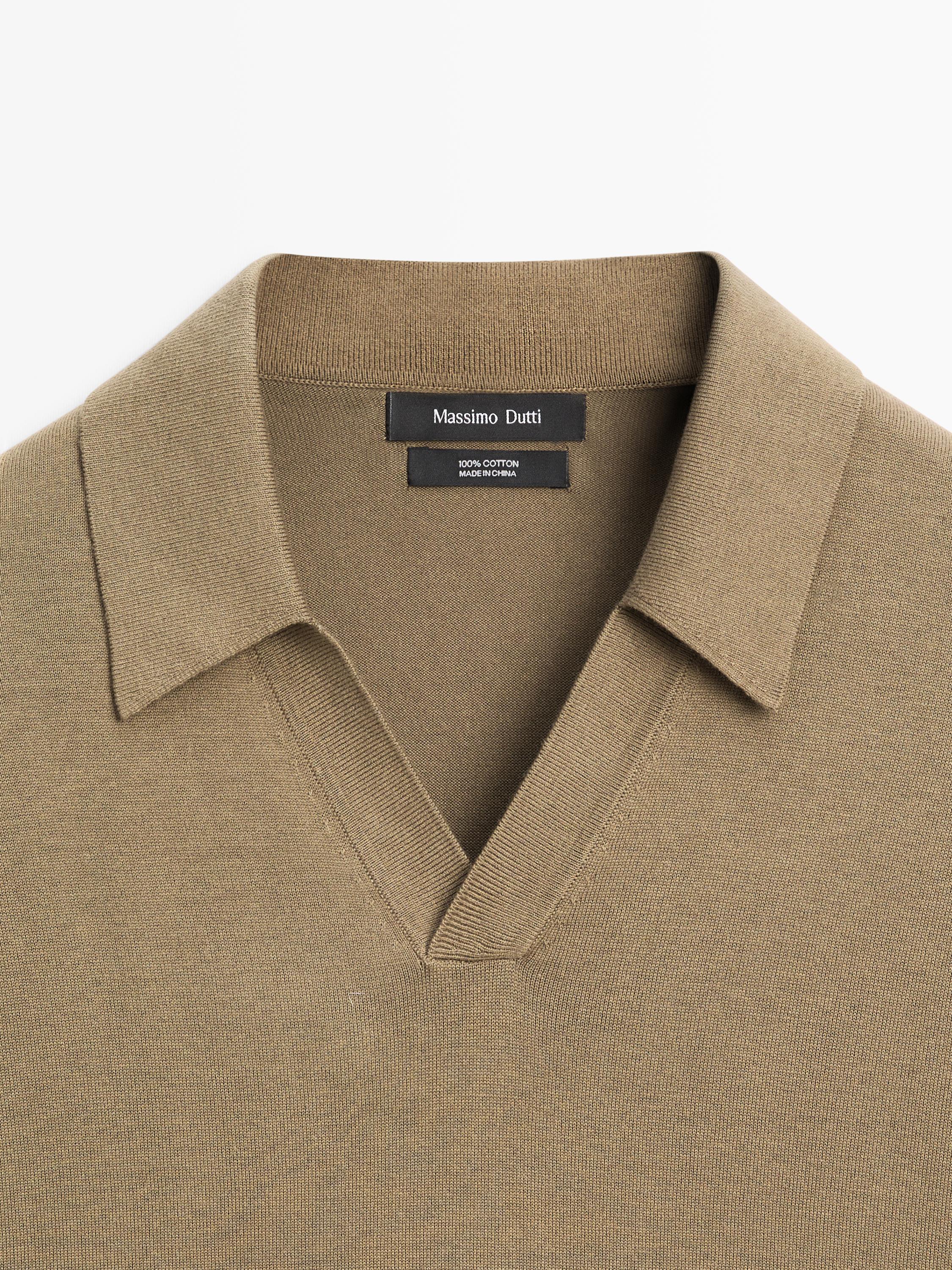 Short sleeve cotton knit polo shirt